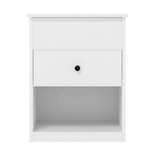 Solid White Lift Top Nightstand with Wooden Finish for Bedroom Storage