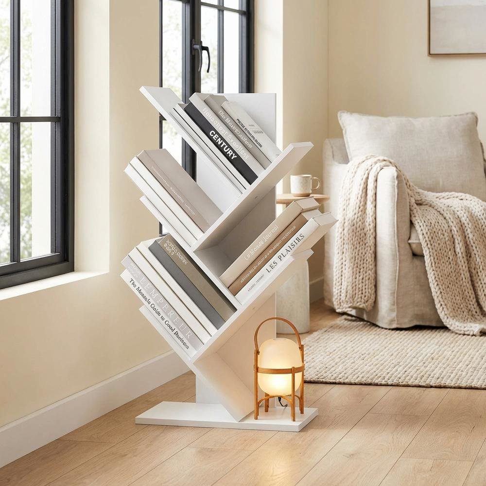 Wooden White Bookcase with Compact Design for Home Storage