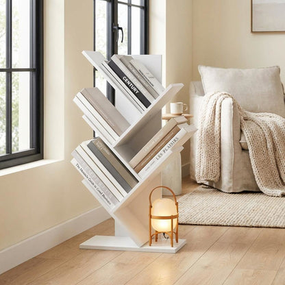 Wooden White Bookcase with Compact Design for Home Storage