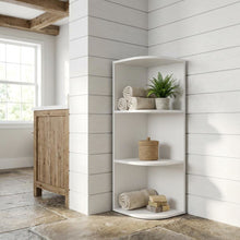 White 3-Tier Corner Open Shelf Bookcase with Wooden Shelves