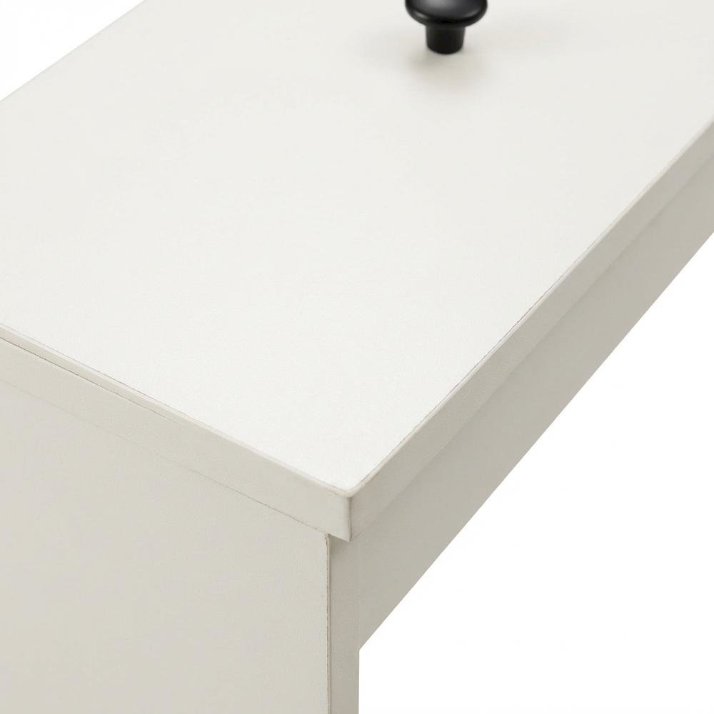 Solid White Lift Top Nightstand with Wooden Finish for Bedroom Storage