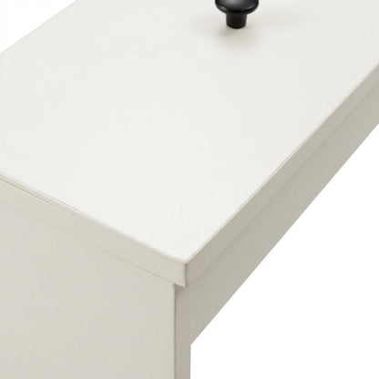 Solid White Lift Top Nightstand with Wooden Finish for Bedroom Storage
