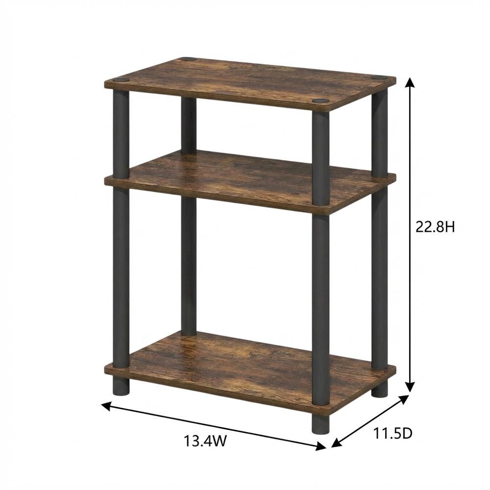 Amber Oak 3-Tier End Table with Multi-Level Storage and Modern Design