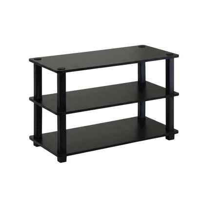 Brown 3-Tier Shoe Rack, Composite Wood, PVC Tubes, Tool-Free Assembly