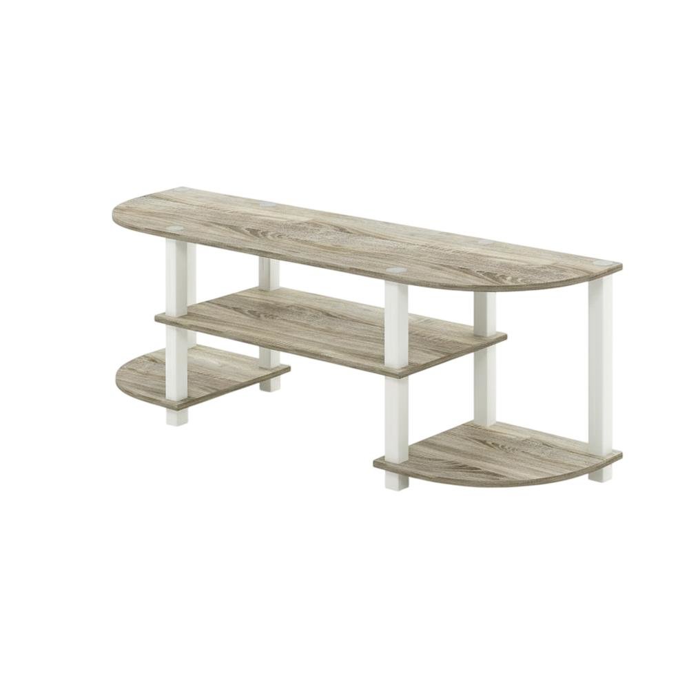 Wood TV Stand with Sonoma Oak/White Finish for Entertainment Center