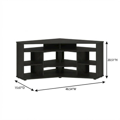 Brown corner TV stand, up to 55 inches, solid wood, walnut veneer finish