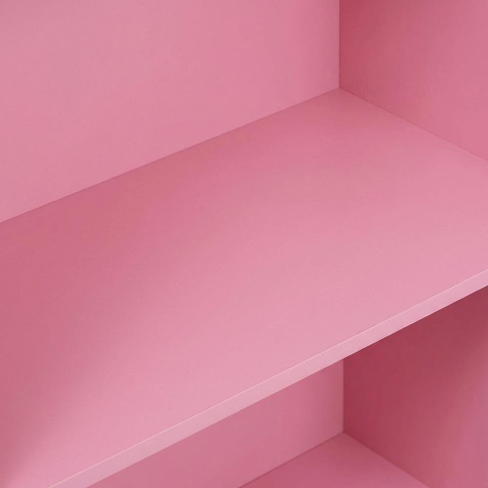 Pink 3-Tier Bookcase with Multi-Level Storage and Sturdy Wood Construction