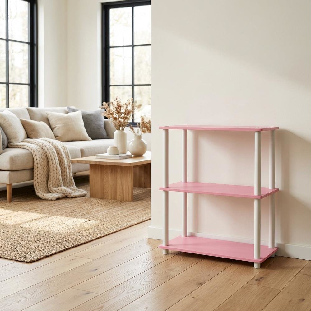 Wooden bookcase with open storage shelves for modern home decor