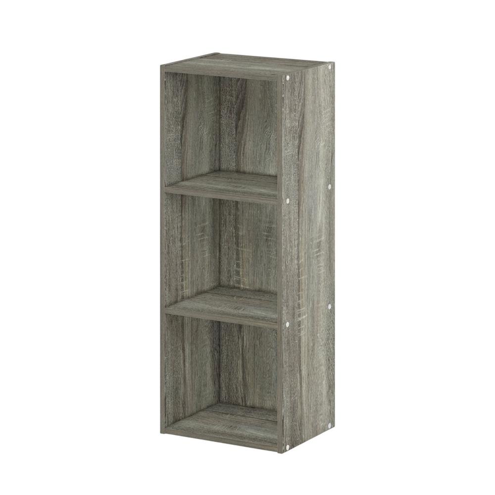 French Oak 3-Tier Open Shelf Bookcase with No Tool Assembly