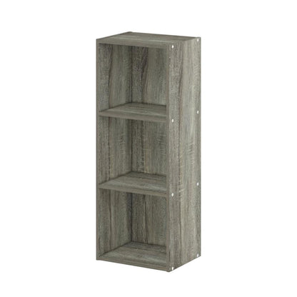 French Oak 3-Tier Open Shelf Bookcase with No Tool Assembly