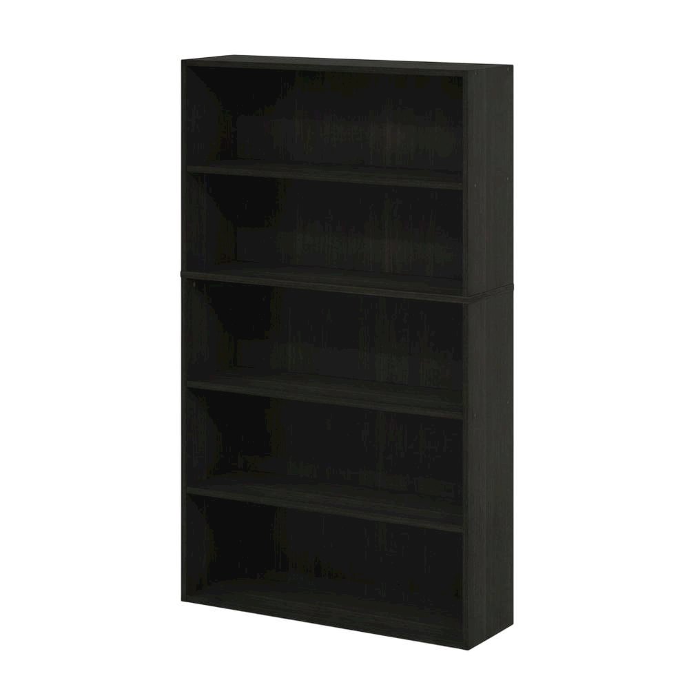 Espresso 5-Tier Open Shelf Bookcase with Sturdy Wood Construction