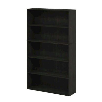 Espresso 5-Tier Open Shelf Bookcase with Sturdy Wood Construction