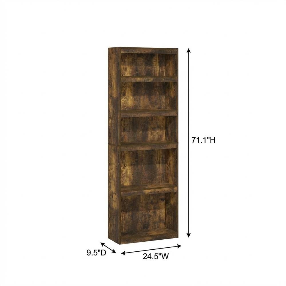 Contemporary Wooden Bookcase with Engineered Wood Finish for Living Room Display