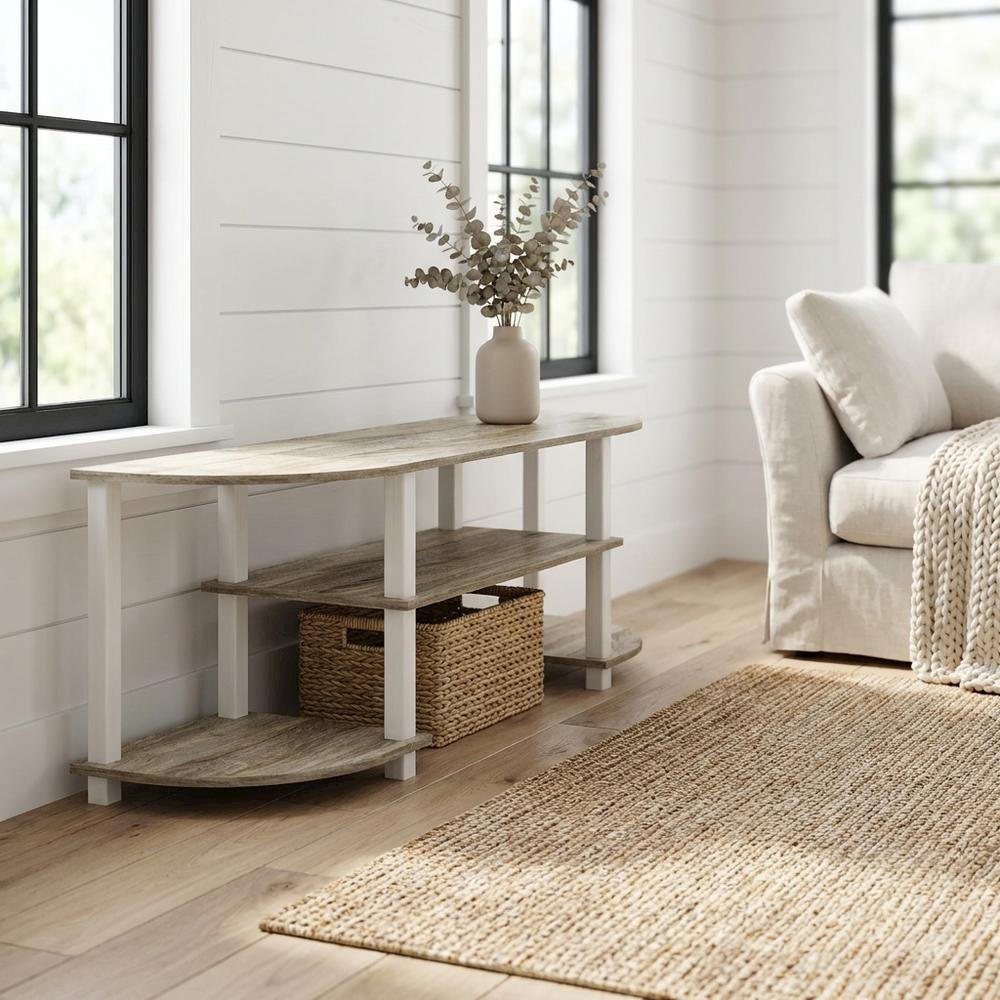 Wood TV Stand with Sonoma Oak/White Finish for Entertainment Center