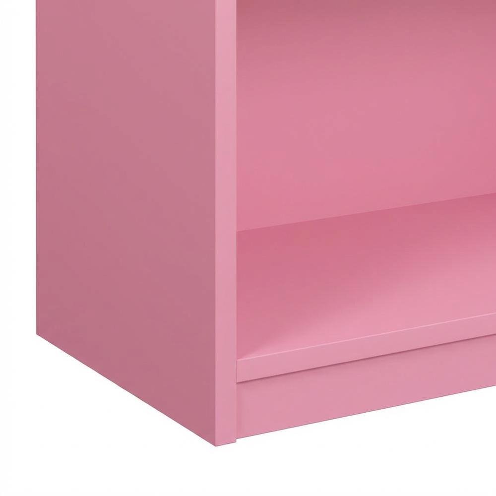 Pink 3-Tier Bookcase with Multi-Level Storage and Sturdy Wood Construction