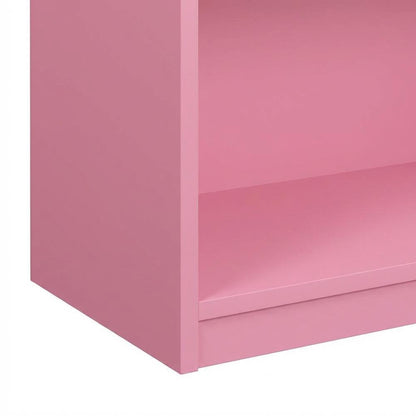 Pink 3-Tier Bookcase with Multi-Level Storage and Sturdy Wood Construction