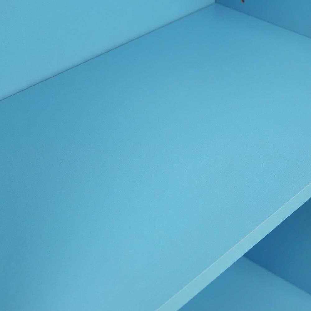 Light Blue 3-Tier Adjustable Shelf Bookcase with Wooden Construction