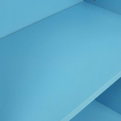 Light Blue 3-Tier Adjustable Shelf Bookcase with Wooden Construction