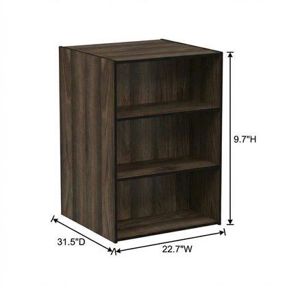 Wooden 3 Tier Open Shelf Bookcase in Columbia Walnut with Ample Storage