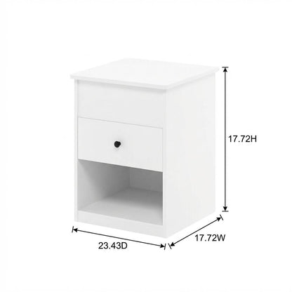 Solid White Lift Top Nightstand with Wooden Finish for Bedroom Storage