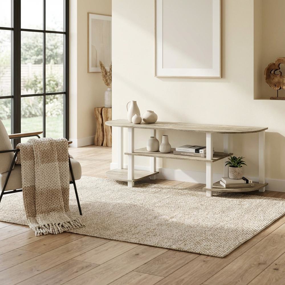 Wood TV Stand with Sonoma Oak/White Finish for Entertainment Center