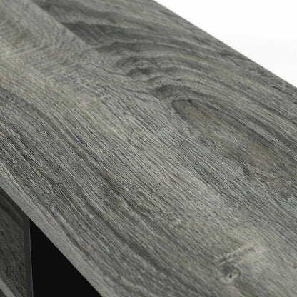 TV Stand with Bin Drawers in Oak and Black Finish for Modern Living Spaces