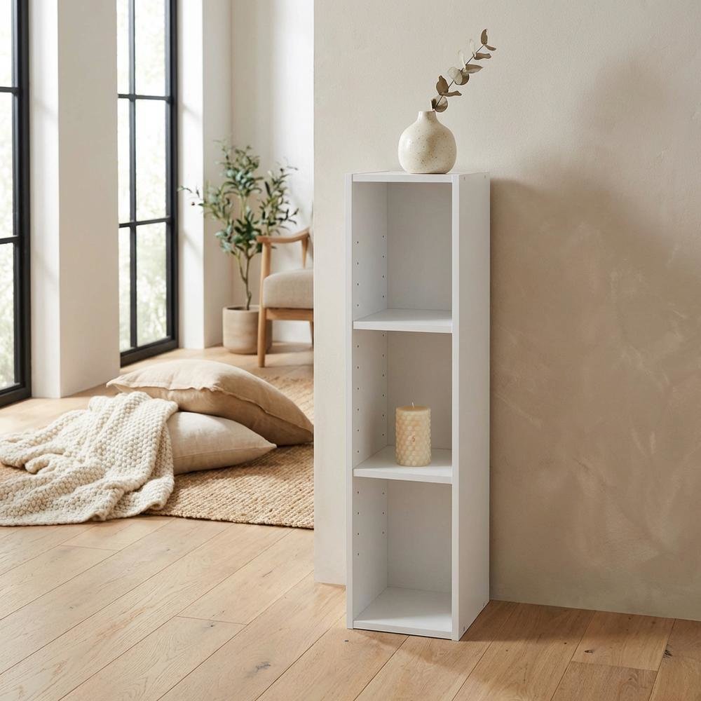 Wooden white bookcase with compact design for versatile storage