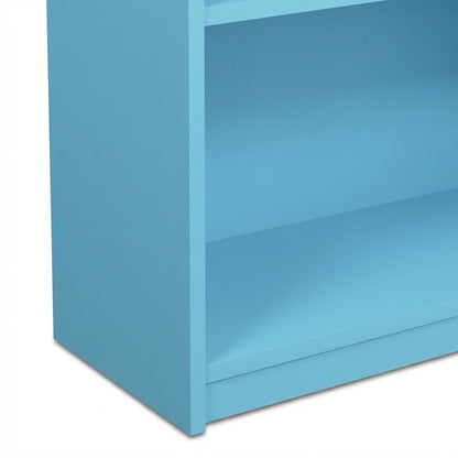 Light Blue 3-Tier Adjustable Shelf Bookcase with Wooden Construction