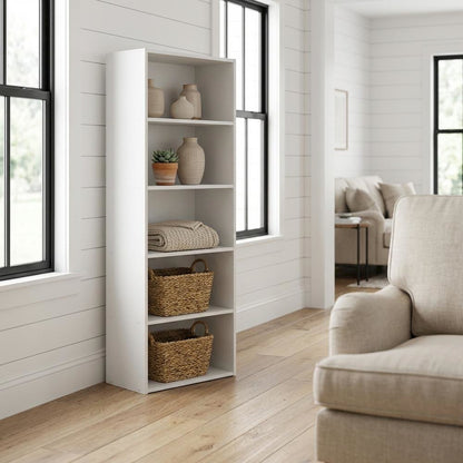 Wooden Bookcase with Adjustable Shelves for Living Room and Office