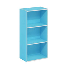 Light Blue 3-Tier Open Shelf Bookcase, Wooden Construction for Organized Storage