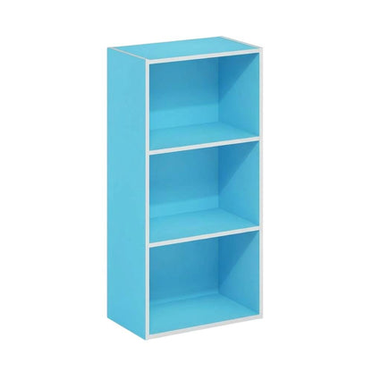 Light Blue 3-Tier Open Shelf Bookcase, Wooden Construction for Organized Storage