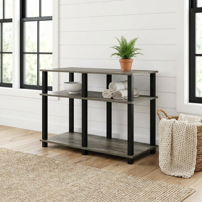 Wooden TV stand for up to 40 inch TVs with modern French Oak and black finish