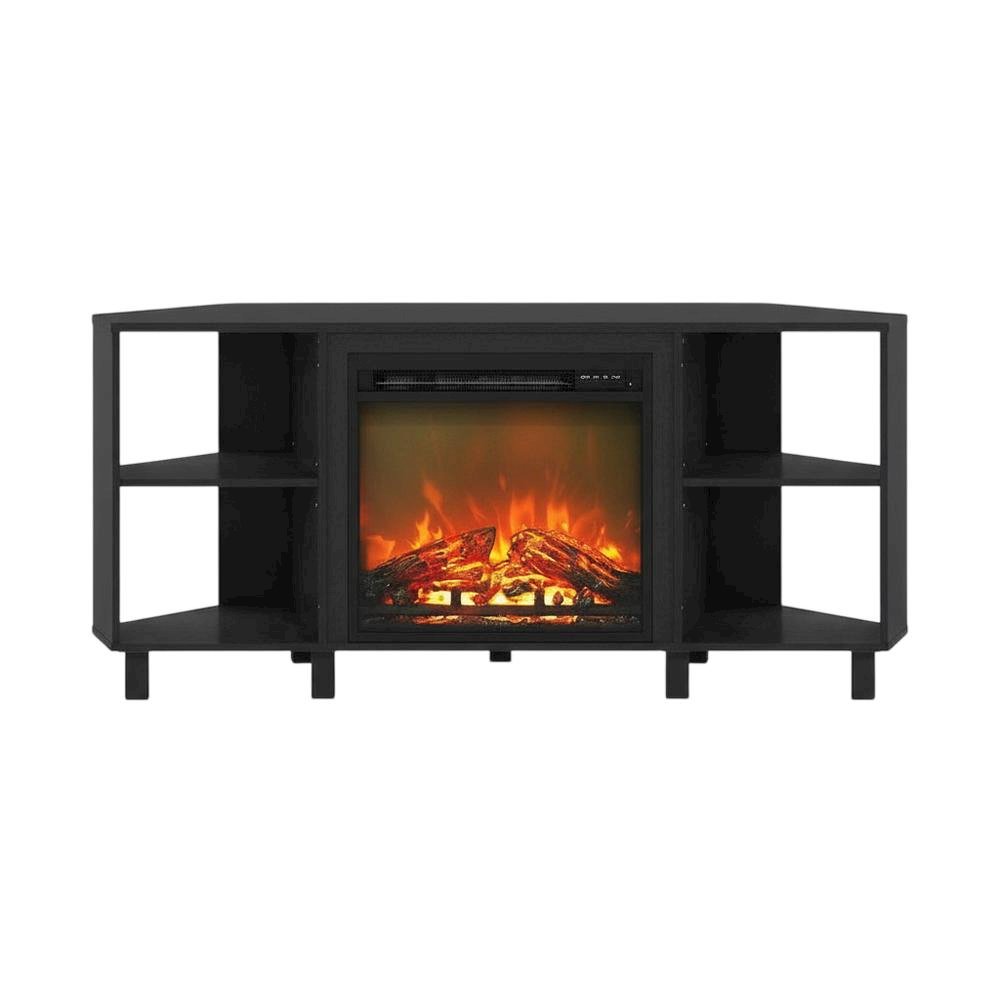 Wood TV stand with metal legs for 55-inch TVs, modern design, Americano