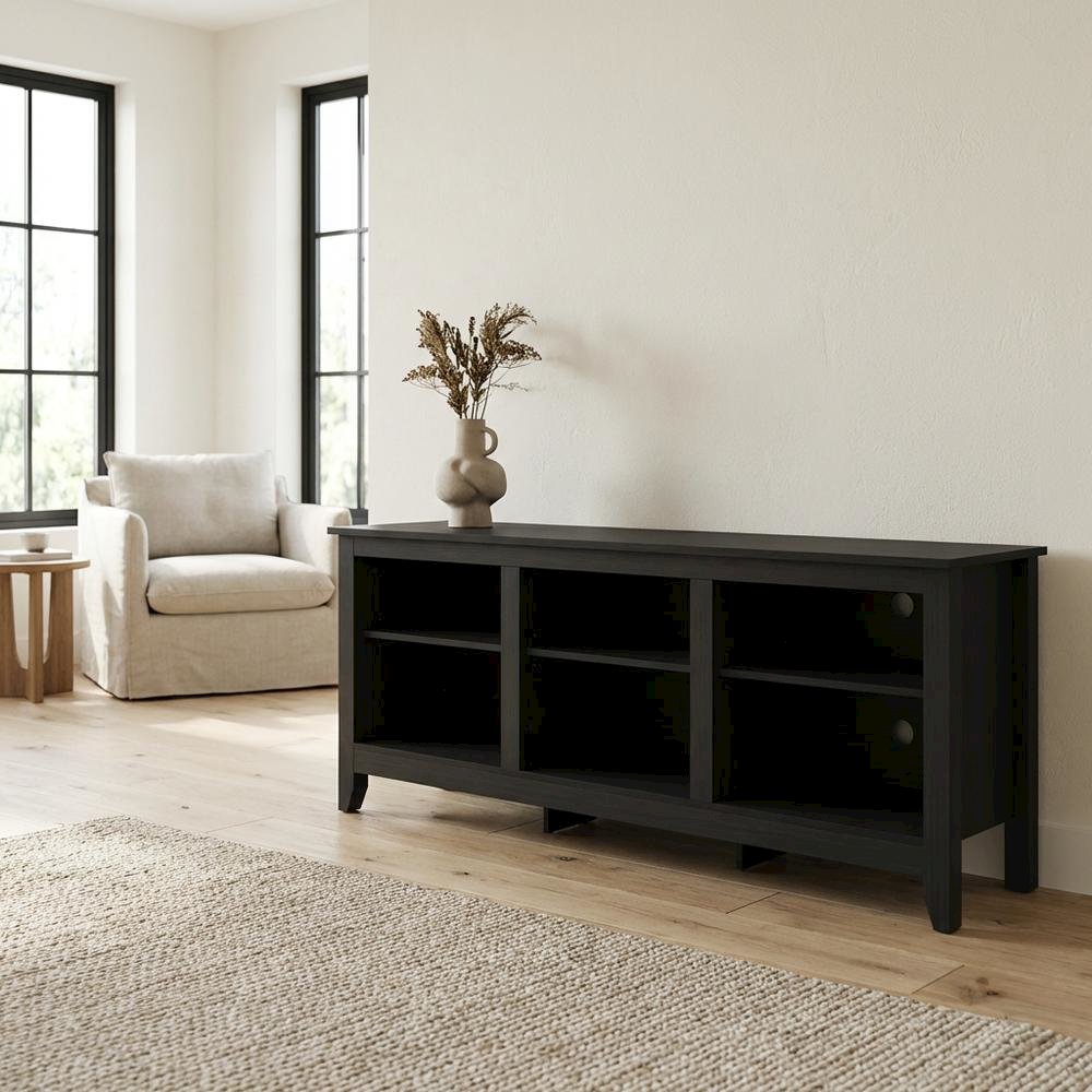 Wood TV Entertainment Center for 65 Inch TV with Américo Finish and Storage