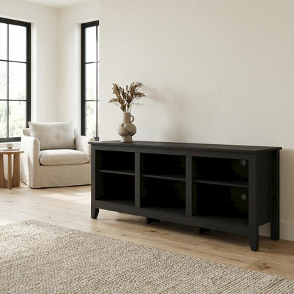 Wood TV Entertainment Center for 65 Inch TV with Américo Finish and Storage