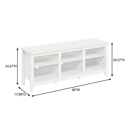 White Wooden TV Stand, Up to 65 Inch Entertainment Center, Spacious Storage