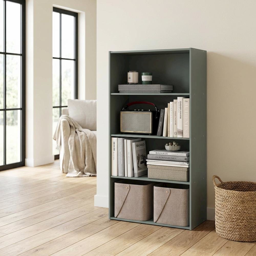 Wooden Bookcase with Engineered Wood Finish for Home Office Storage