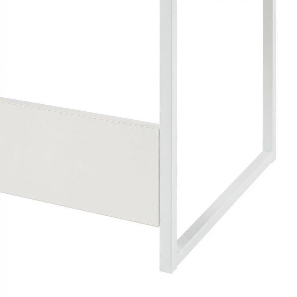 White Study Desk With Solid Finish And Spacious Workspace