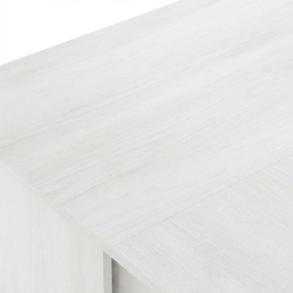 L-Shape Desk, Stainless Steel Tubes And White Oak Finish For Modern Workspaces