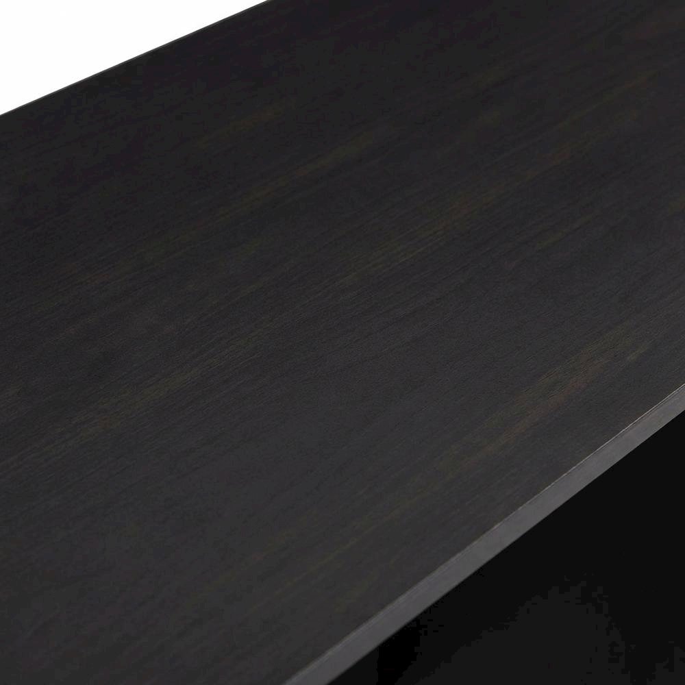 Black compact computer study desk with sturdy design and space-efficient layout