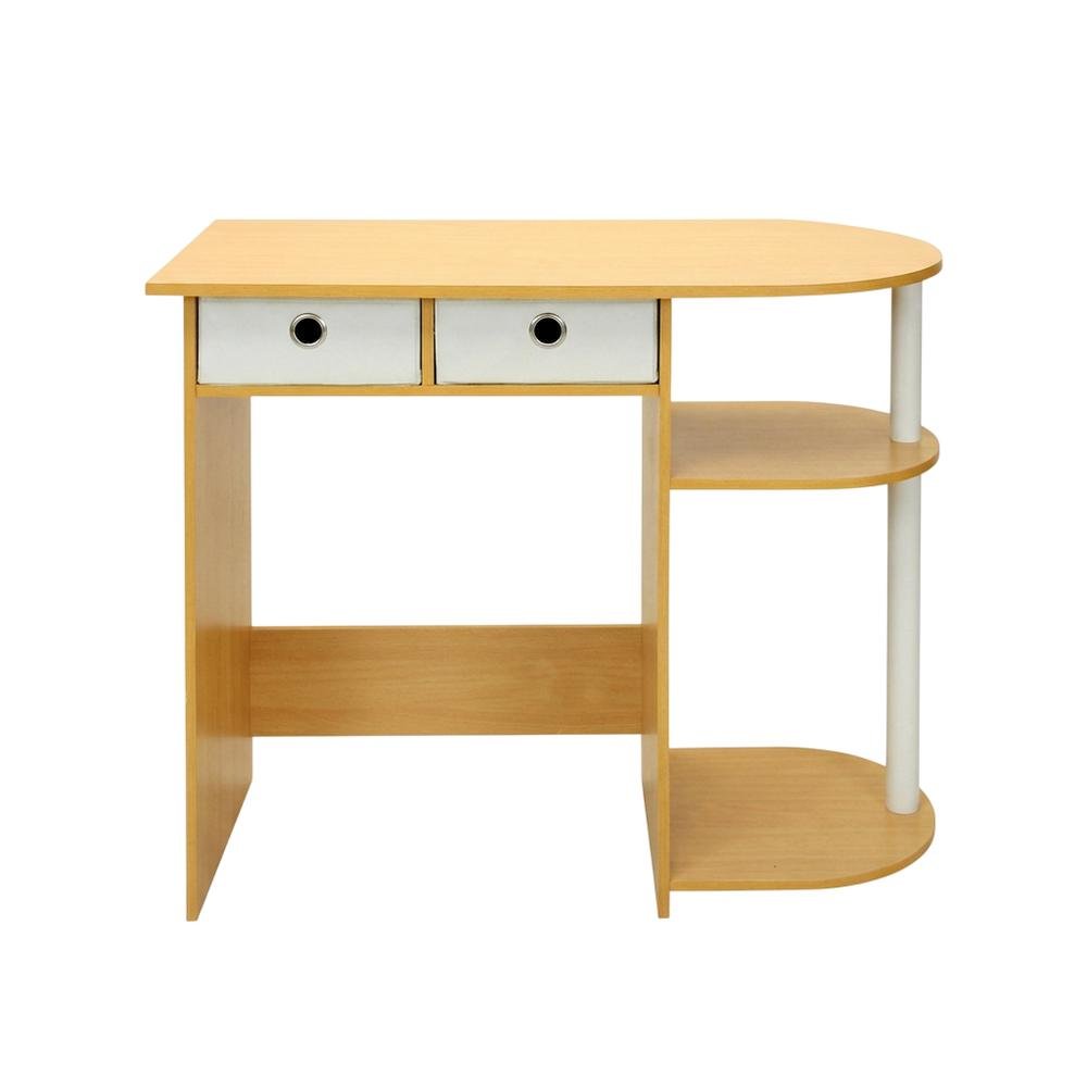 Wooden Laptop Desk with Beech, Ivory Finish, Workstation for Home Office