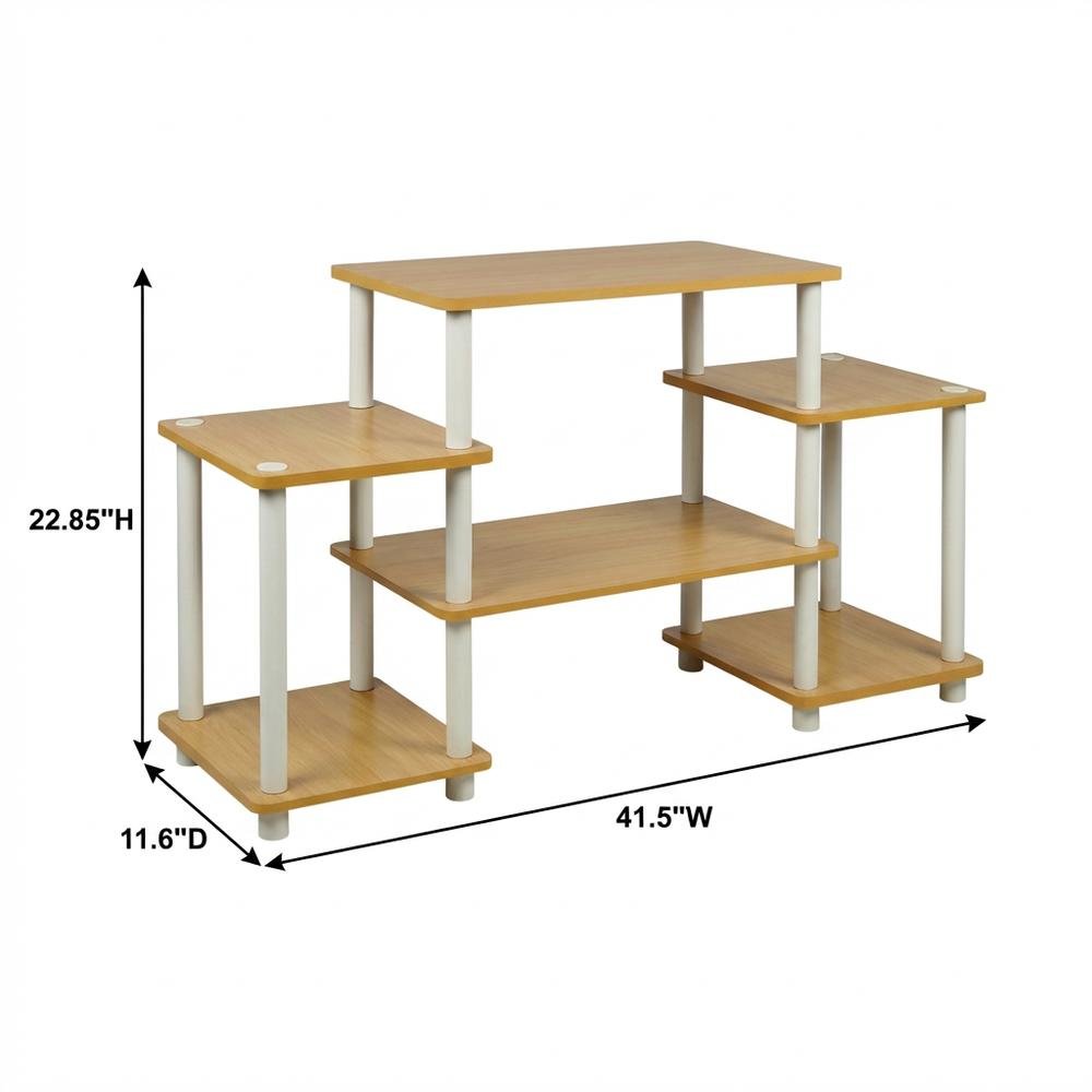 Beech and White No Tools Entertainment Center with Modern Design