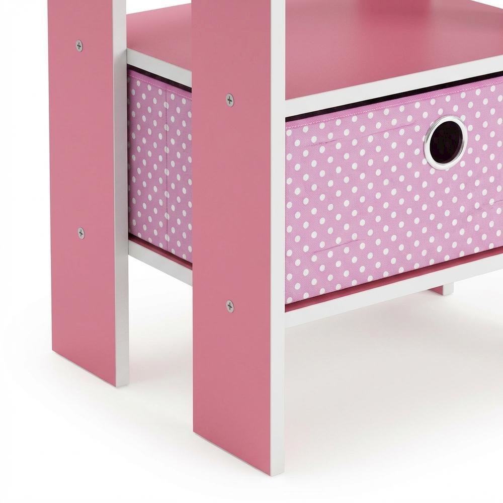 Pink wood end table with drawer for bedside or living room use