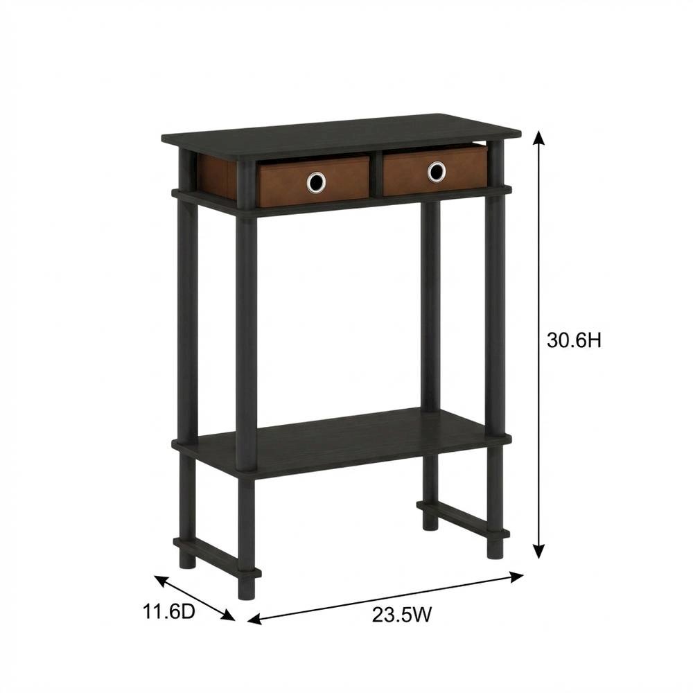 Espresso Hallway Console Table with Storage Bin and Modern Finish