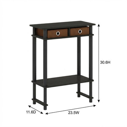 Espresso Hallway Console Table with Storage Bin and Modern Finish