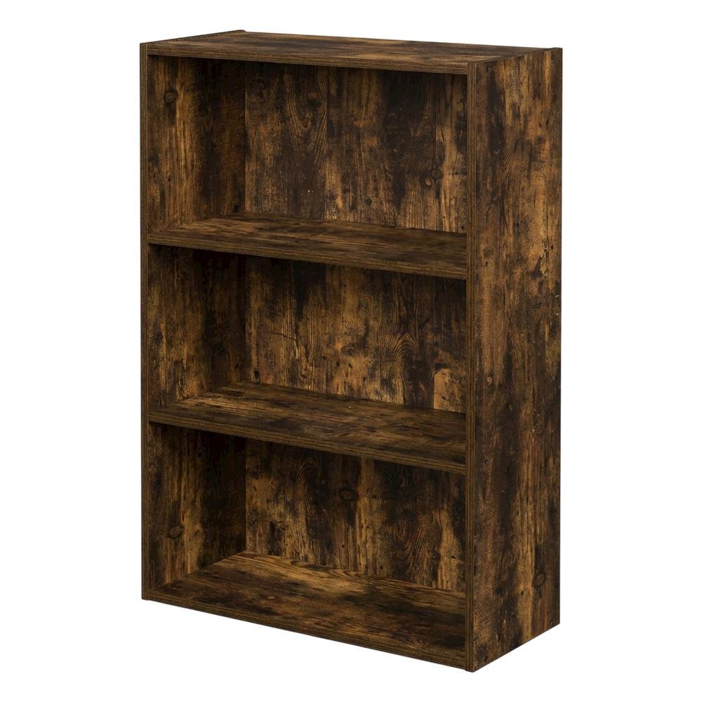 Amber Pine 3-Tier Open Shelf Bookcase with Sturdy Wood Construction