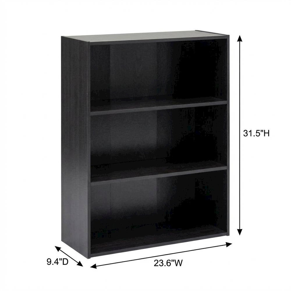 Espresso 3-Tier Open Shelf Bookcase with Modern Design and Sturdy Construction
