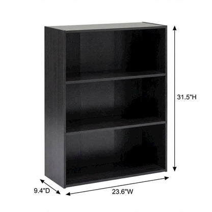 Espresso 3-Tier Open Shelf Bookcase with Modern Design and Sturdy Construction