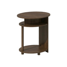 Walnut Oval Nightstand with Wooden Finish and Compact Design
