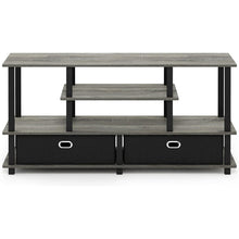 Grey 50 Inch TV Stand with Storage Bins and Shelves for Living Room